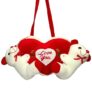 DIKANG Hanging Couple Teddy Bear with Heart for Valentine’s Day Gift | Valentine Gift for Boyfriend/Girlfriend/Husband/Wife – 20cm (Off-White & Red)