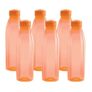 CELLO Crystal Water Bottles Set of 6 Pcs For Daily Use 1000ml Orange | Stylish & Unbreakable BPA-Free Leakproof Lightweight Freezer & Fridge Safe Pet Water Bottle For School Home Gym Travel & Office