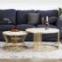 Furniture Cafe Square Nesting Coffee Table Set of 2 with Drawer | White Marble Look Top & Gold Metal Frame | Modern Center, Side & Accent Tables for Living Room, Bedroom & Balcony