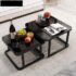 Furniture Cafe Round Nesting Coffee Table Set of 2 with White Marble Look Top & Gold Metal Base | Modern Center Tables for Living Room, Bedroom, Balcony & Apartment