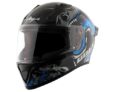 Vega Bolt Octopus ISI Certified Full Face Motorcycle Helmet with Impact Resistant ABS Shell High Density EPS Liner Scratch Resistant Visor Quick Release Buckle Comfortable Inner Padding Black Blue Helmet-M