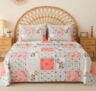 HOMEKART 210 TC Cotton Double Bedsheet with 2 Pillow Covers | Soft & Breathable Luxury Bedding | Floral Printed Bed Sheet for Double Bed | 90 x 100 Inches | Pastel Heritage Patchwork