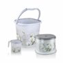 Nayasa Square Ring Marble Plastic Set for Bathroom | 25 Liters Bucket & 1.5 Liters Mug | Bathroom Set of 3 | Accessories Set | Bucket and Mug with Stool | Grey
