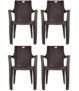 Homiboss (ROSA 4 Plastic Chairs | Plastic Chair for Home, Living Room | Living Room | Office, Outdoor-Garden | Dust Free | Color- Brown | Set of 4 Pieces