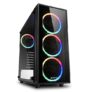 Sharkoon TG4-RGB Mid Tower PC Computer Case I Support Mini-ITX, Micro-ATX, ATX Motherboard I Side Panel Tempered Glass with 4 x 120 mm RGB LED Fan (pre-Installed) – Black