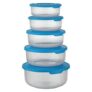 Asian Plastowares – 10000557 Plastic Super Seal Container, 500ml, 800ml, 1.25 Litre, 1.75 Litre, 2.5 Litre, Set of 5, Blue