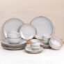 The Earth Store Glossy Lavender Marble Ceramic Dinner Set, 21 Pieces Serving for 6, Microwave and Dishwasher Safe, Bone-Ash Free, Crockery Set for Dining and Gifting