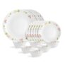CELLO Secret Garden Dazzle Series Opalware Dinner Set of 18 Pieces for Family of 4 | Bone-Ash Free & Leadfree Opal Glass, Microwave & Dishwasher Safe, Plates & Bowls Crockery Set for Dining & Gifting