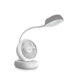 Goldmedal Twiz 100 mm Mini Portable Fan| Desk Mounted| Type-C USB-Powered Rechargeable Battery with 8-9 Hours Backup| 3-Light Brightness Setting| Personal Fan for Home & Office | Easy to Carry (White)