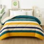 BSB HOME 2nd Gen 220 GSM Microfiber Reversible AC Comforter/Blanket for Winter/Quilt/Duvets for King Size Double Bed (220 X 230 cm, Striped Printed- Mustard Yellow and Green)