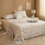 BSB HOME Cloud Cotton King Size bedsheet | Flatsheet Summer Sheet with Two Pillow Covers | Super Soft Bed Sheet for King Size Bed Durable| Floral Design (270 x 250 cm, Off White & Lavender Blossom)