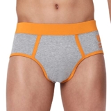 Underjeans Men’s Cotton Blend Classic Regular Fit Solid Brief (Pack of 1) (UJNPBS059_Grey Mel_Orange_S)