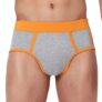 Underjeans Men’s Cotton Blend Classic Regular Fit Solid Brief (Pack of 1) (UJNPBS059_Grey Mel_Orange_S)