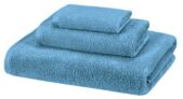 AmazonBasics 100% Cotton Quick-Drying 3-Piece Towel Set – 400 GSM – Lake Blue