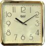 Ajanta Designer Plastic Small Square Battery Operated Wall Clock with Large Numbers (23.9 x 23.9 x 3.2 cm, Quartz, Gold)