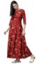 Tokyo Talkies Printed Floral Crepe Maxi Pleated Dress Rust
