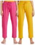 Amazon Brand – Symbol Women’s Cotton Ankle Length Regular Fit Pyjama Set (Combo Pack of 2) (SBT-02 Cont_Mustard & Magenta_2XL)