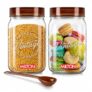 MILTON Vintage Plastic Storage Jar and Container Set, Airtight & BPA Free Containers for Kitchen Storage, Grocery Kitchen Container Stoarge, Multipurpose Transparent Jar, 1000 ML Each, Set of 2