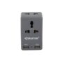 Spartan 3 Pin All Multiplug Charger/Travel Adapter, 10A Power Sockets / 2Pin & 3Pin Socket Adapter with Dual USB Charging Port (Grey, Pack of 1)