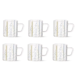 Borosil Vision Tea n Coffee Classic Mug Set of 6 Pcs 190 ml | Borosillicate Glass, Microwave Safe, Scratch Resistance, Lightweight | for Chai, Green Tea, Milk (Sintra)