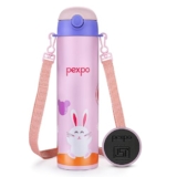 Pexpo Pixy 500 ISI Certified Stainless Steel Water Bottle for School Kids – 470ml | Double Wall | Hot & Cold Vacuum Insulated Flask | 4+ Years Kids | School, Picnic, Sports – Baby Pink Rabbit Print