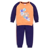 LuvLap Baby Boys Full Sleeve Sweatshirt & Pyjama Set Pack Of 1, Cotton Rich Fleece, Papaya, M (3 to 6 Months)