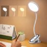 One94Store FlexiClip Design Rechargeable LED Clip Lamp | Flexible Gooseneck Desk & Bedside Light | Adjustable Brightness | USB Powered Study & Reading Lamp (White)
