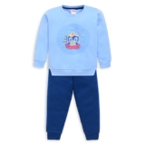 LuvLap Baby Girls Full Sleeve Sweatshirt & Pyjama Set Pack of 1, Cotton Rich Fleece, Powder Blue, M (3 to 6 Months)
