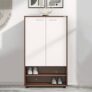 Nilkamal Ardor Shoe Cabinet with Dual Doors, 4 Closed Shelves | Oak & Frosty White