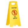 GLUN® Caution Sign Board No Entry, Size 24 * 15 * 12 Inch Bright Yellow Colour Clear & Bright Font PP Material, UV Resistant, Two-Side Floor Sign Board