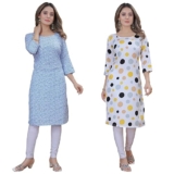 PRAZVIKA Women’s Multicolor Stylish Crepe Kurta||Pack of 2 Kurta||Kurta for Women