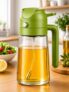 Vivatra 2-in-1 500ml Glass Oil Dispenser & Spray Bottle | Oil & Vinegar Sprayer for Cooking, Air Fryer, Salad & Kitchen Use | Leakproof, Refillable, Green