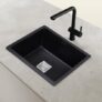 Benelave by Hindware BLACP91005 Quartz Sink 21×18 for Kitchen | Single Bowl | Black Color | Better Sound Absorption for Quieter Use | 7-year Manufacturer Warranty