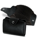 Storite Leather Card Holder Wallet for Men and Women -Black | 13 Card Slots Accordion Wallet | Slim Stylist Compact Purse with 2 Cash Compartments and Button Closure | for Daily Use