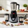 CELLO Rivo Mix 3 Jar ISI Certified Mixer Grinder 500 Watts, Black Grey | 1 x 1200ml, 1 x 800ml, 1 x 400ml Stainless Steel Jars with Lid, Super Efficient SS Blades | 2 Years Manufacturing Warranty