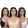 ENCIGER Women’s Full Coverage Bra Pack of 3 – Non-Padded Wire-Free Broad Strap Support Bra for Daily Use (Black_Cream_White_c_34)