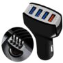 Dyazo 4 Port 36w USB Fast Car Charger with Quick Charge 3.0 Compatible for iPhone | Samsung | Vivo | Oppo and All Other Phones and Tablets (Black) 12 Volts (DC)