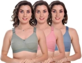 Aumflyengrie Women’s Soft Cotton Non-Padded Wire-Free Everyday Bra Combo Comfortable Full Coverage Bras with Adjustable Straps Multicolor (Multicolor, 36, Pack of-3)