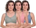 Aumflyengrie Women’s Soft Cotton Non-Padded Wire-Free Everyday Bra Combo Comfortable Full Coverage Bras with Adjustable Straps Multicolor (Multicolor, 36, Pack of-3)