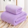 LINEAR Microfiber Bath Towel & Hand Towel Set/Microfiber Towels for Bath Large Size/Towel for Bath/Bath Towel for Men and Women/300 GSM (140 cms * 70 cms) (Purple)