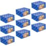 PrettyKrafts Pack of 9 Non Woven Large Flower Prints Saree Cover/Wardrobe Organizer With Transparent Window And Zip/Clothes Storage Bag For Women’s Lehenga, Suit Saree & Other Accessories, Blue