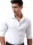 Locomotive Men’s Slim Fit Shirts | Self Design | Long Sleeves | Cutaway Collar | Casual Shirts | Men Shirts White