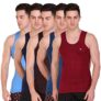 T.T. Men Solid Pack of 5 Dyed Vest Assorted(TIT_Dyed_RN_PO5_Mix_90)