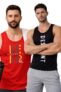 Glito Polyester Letter Printed Vest for Men – Pack of 2 – Black & Red | Round Neck | Sleeveless | Regular Fit | Summer & Gym Wear Tank Top for Men
