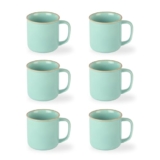 CELLO Estella Nexus Color Tropical Plain Mug Set of 6, 250ml, Blue | Scratch Resistant | Porcelain Tea, Coffee Mug Set | Ideal for Daily Use & Gifting | Dishwasher Safe | Big Mug |