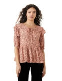 Amazon Brand – Eden & Ivy Women’s Crinkled Rayon Peplum Blouse_ENI-AW23-WTOP-101_Clay Pink_S