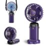 Aucoofany Portable Handheld Fan, 12 hours, Upgrade 3200mAh Portable Fan with LED Display, 90° Foldable, 5 Speed Wind,Hand Held/Neck/Desk 3 in 1 Personal Small Fans, Makeup Fans for Women (Purple)