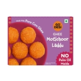 GO DESi Ghee Motichoor Laddu – 200/150 grams | Made with Bengal Gram Flour and Pure Cow Ghee | Indian Sweets | Sweets Gift Pack