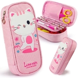 Zest 4 Toyz Cartoon Pencil Case for Kids Cat Pencil Pouch with Large Capacity Water Resistant Durable Zipper and Large Capacity School Pouch for Girls and Boys