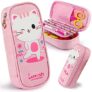 Zest 4 Toyz Cartoon Pencil Case for Kids Cat Pencil Pouch with Large Capacity Water Resistant Durable Zipper and Large Capacity School Pouch for Girls and Boys
